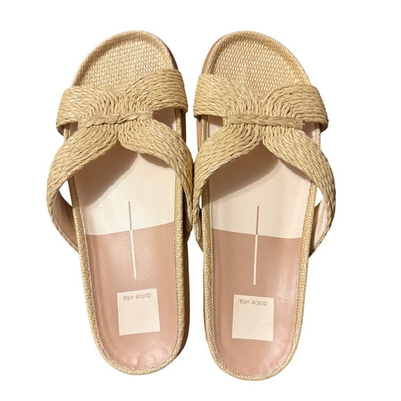 Dolce Vita Shoes - Dolce Vita Selda Slip On Neutral Raffia Slide 8.5 Vacation, Beach, Summer